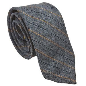 Paco Rabanne Mens Vintage Striped Silk Tie Gray